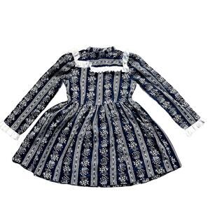 1960's Vintage Buffy by Cinderella girls prairie blue long sleeve dress Sz 7